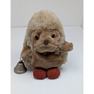 Vintage Gund Plush Hedgehog With Bell Stuffed Animal Toy Light Brown Tan 6" 1979